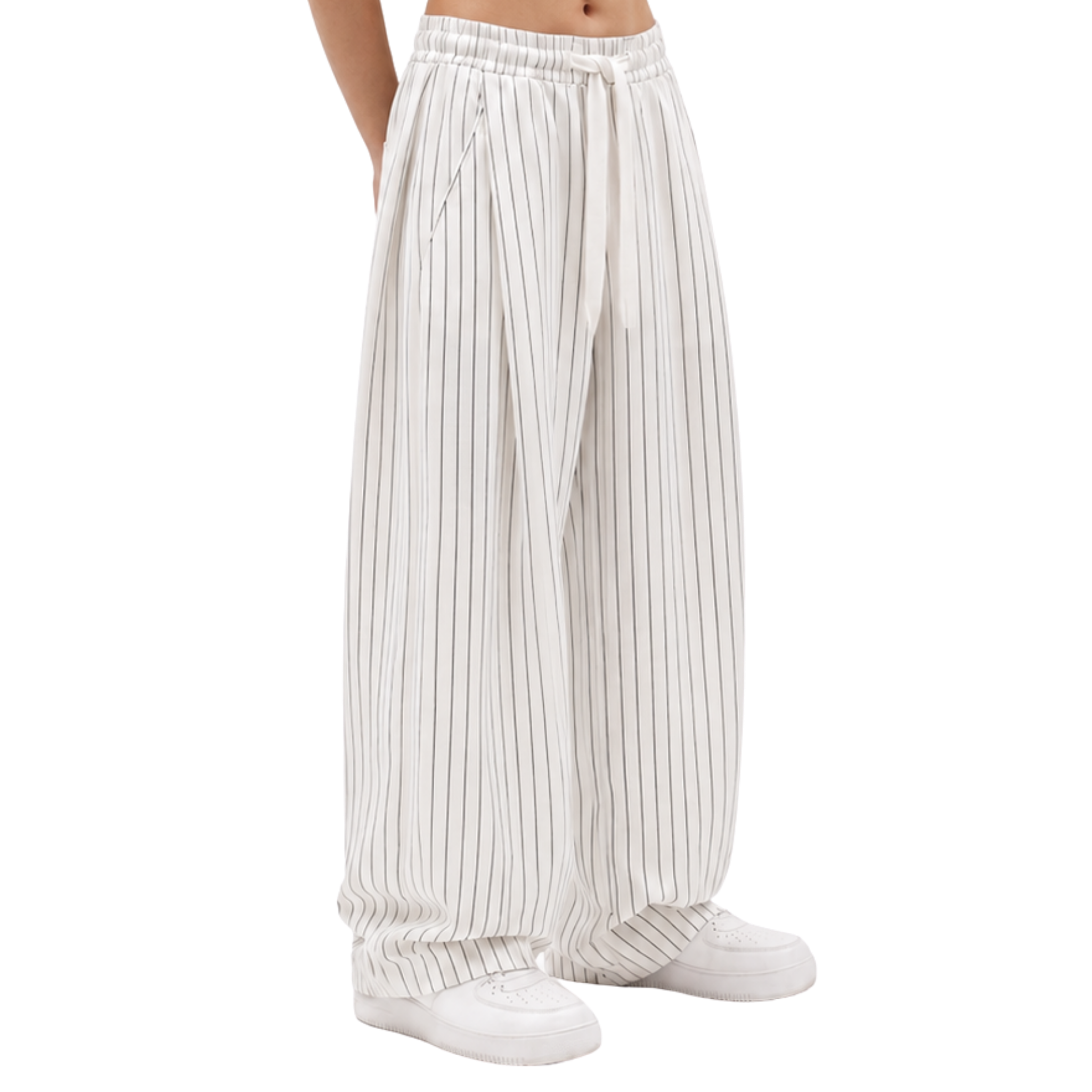 Pinstripe Two Tuck Pants (white)