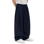 Pinstripe Two Tuck Pants (Navy Blue)