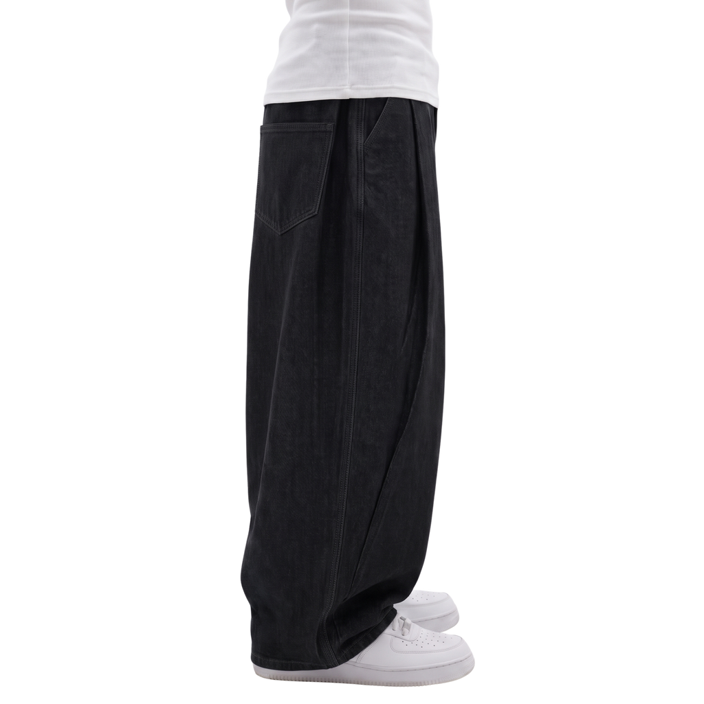 Two Tuck Pants in Denim (Black Washed)