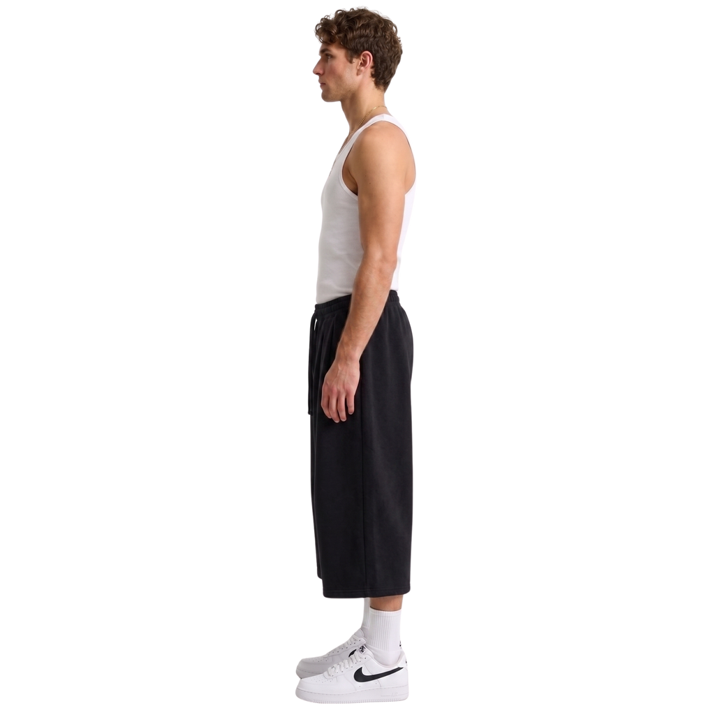 Double Pleated Long Short in Black