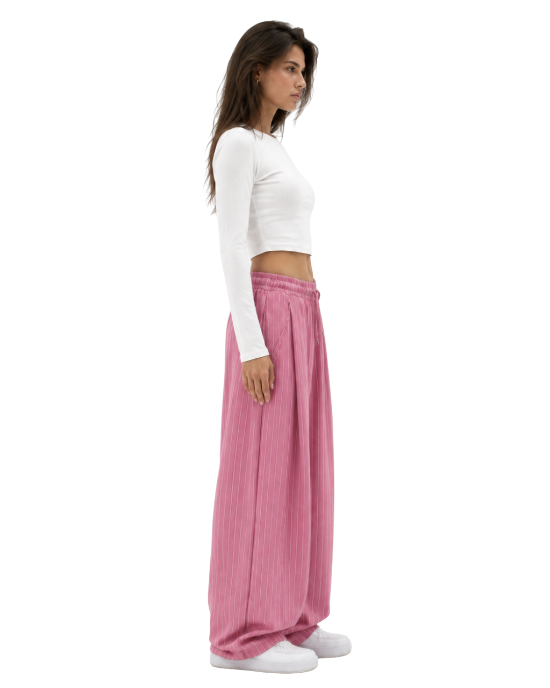Pinstripe Two Tuck Pants (Pink)