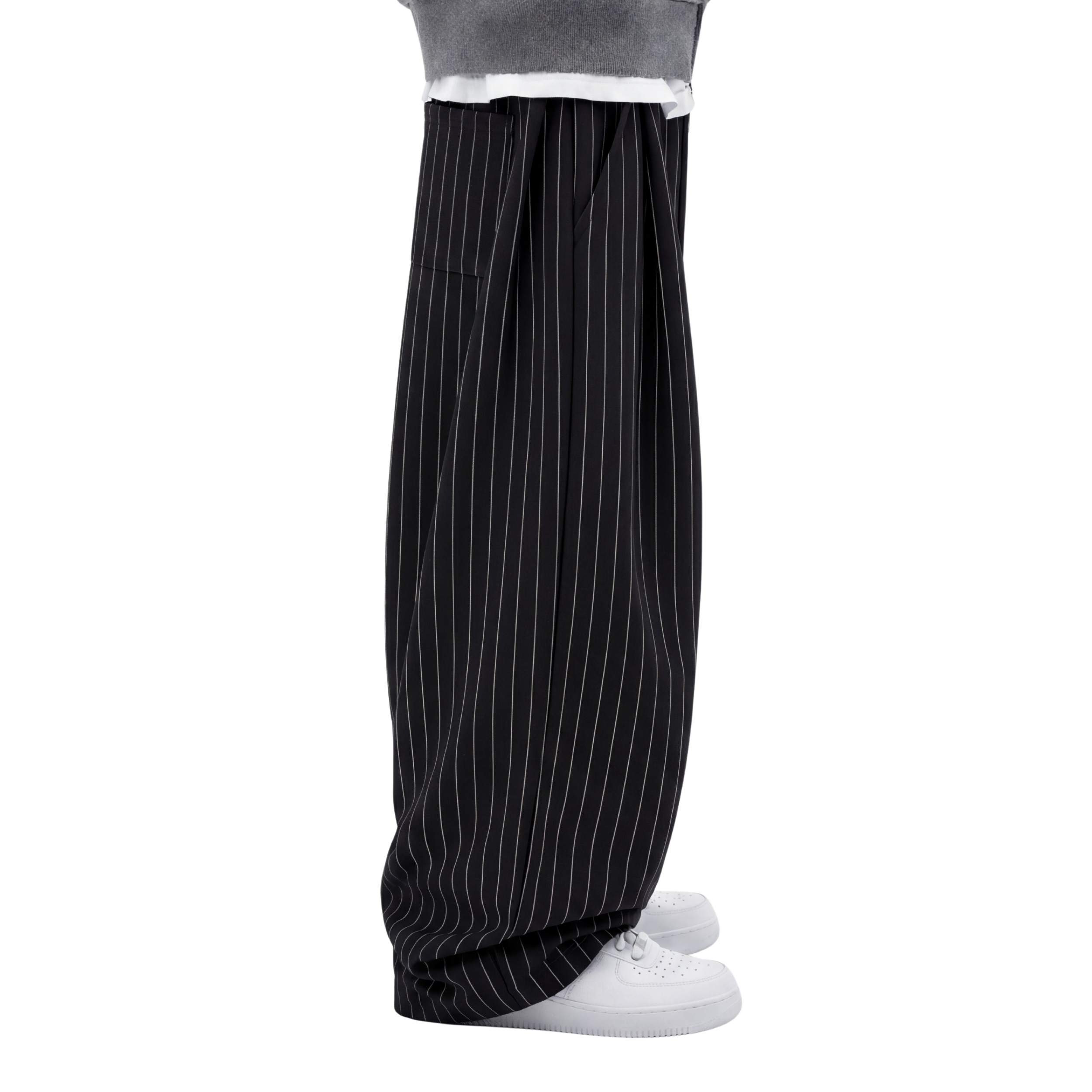 Pinstripe Two Tuck Pants (Black)
