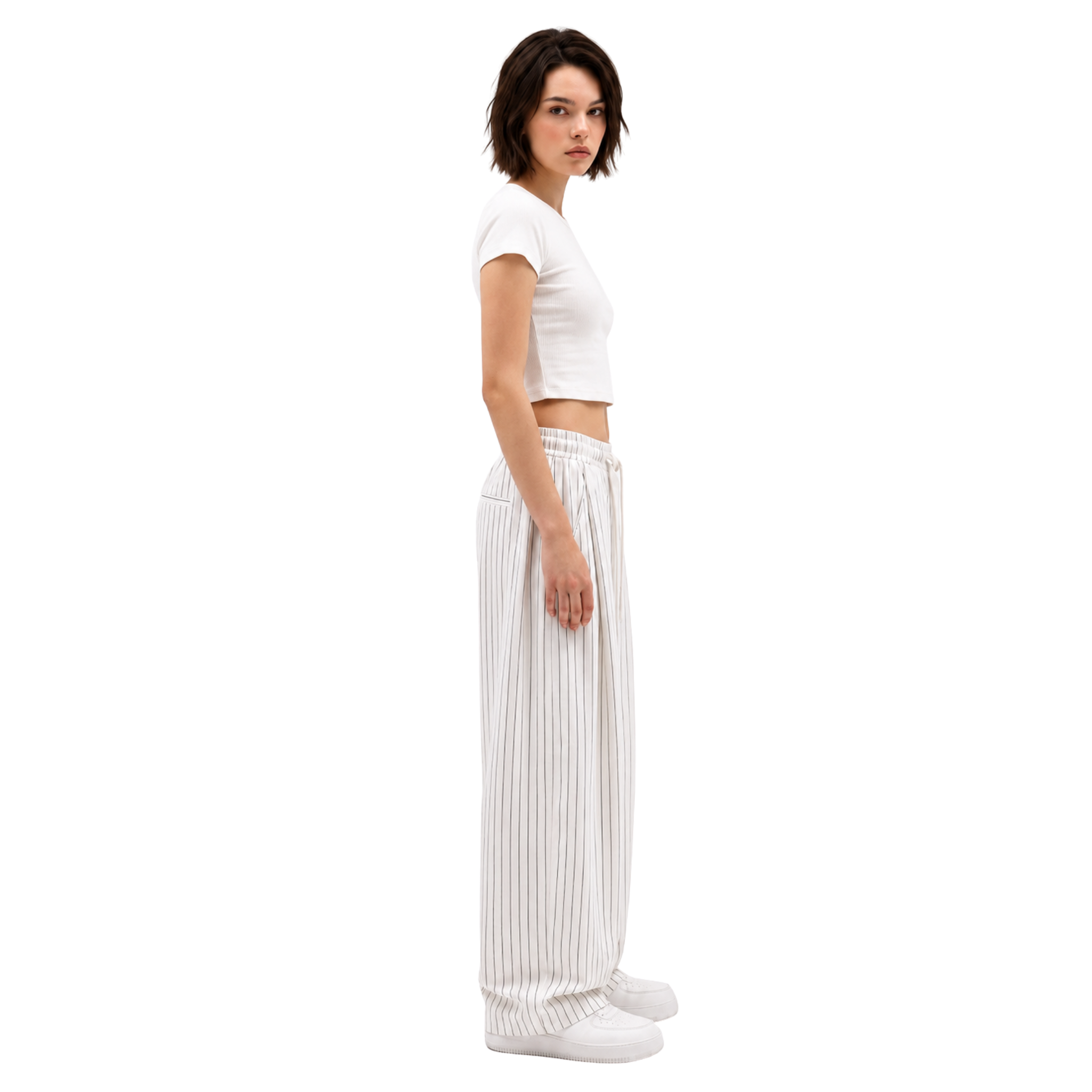 Pinstripe Two Tuck Pants (white)