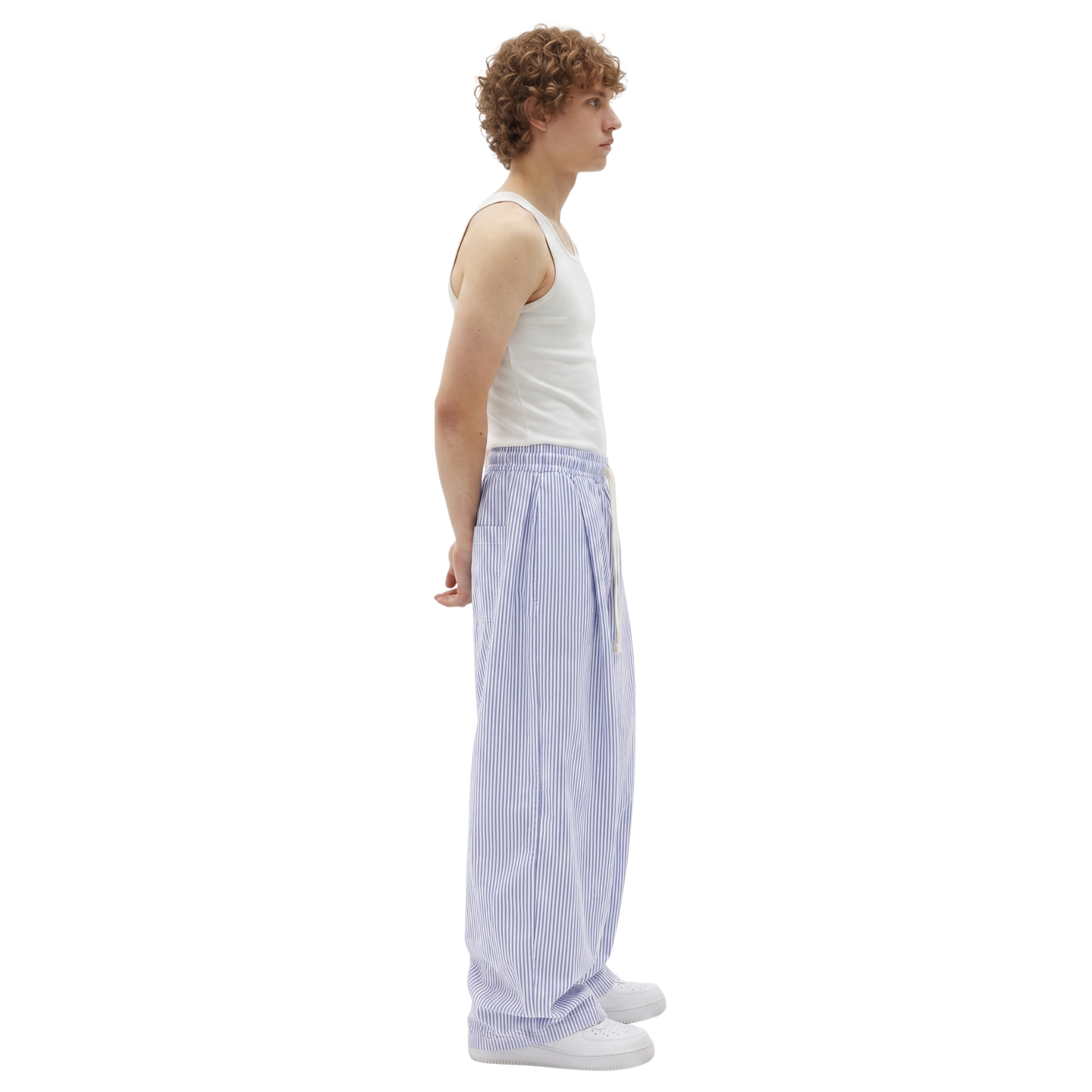 Two Tuck Striped Pants (White & Blue)