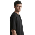 Cotton Henley T-shirt in Black