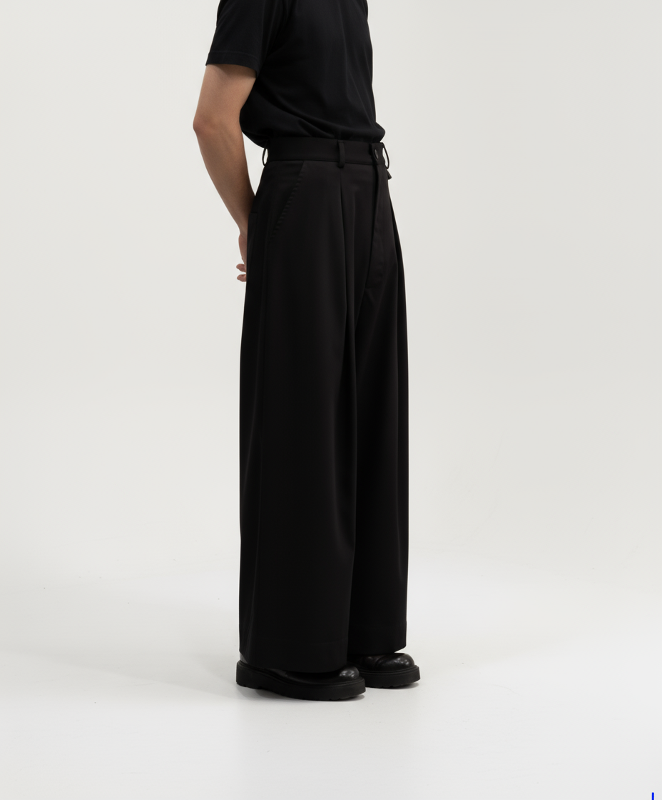 wide leg pleated trousers