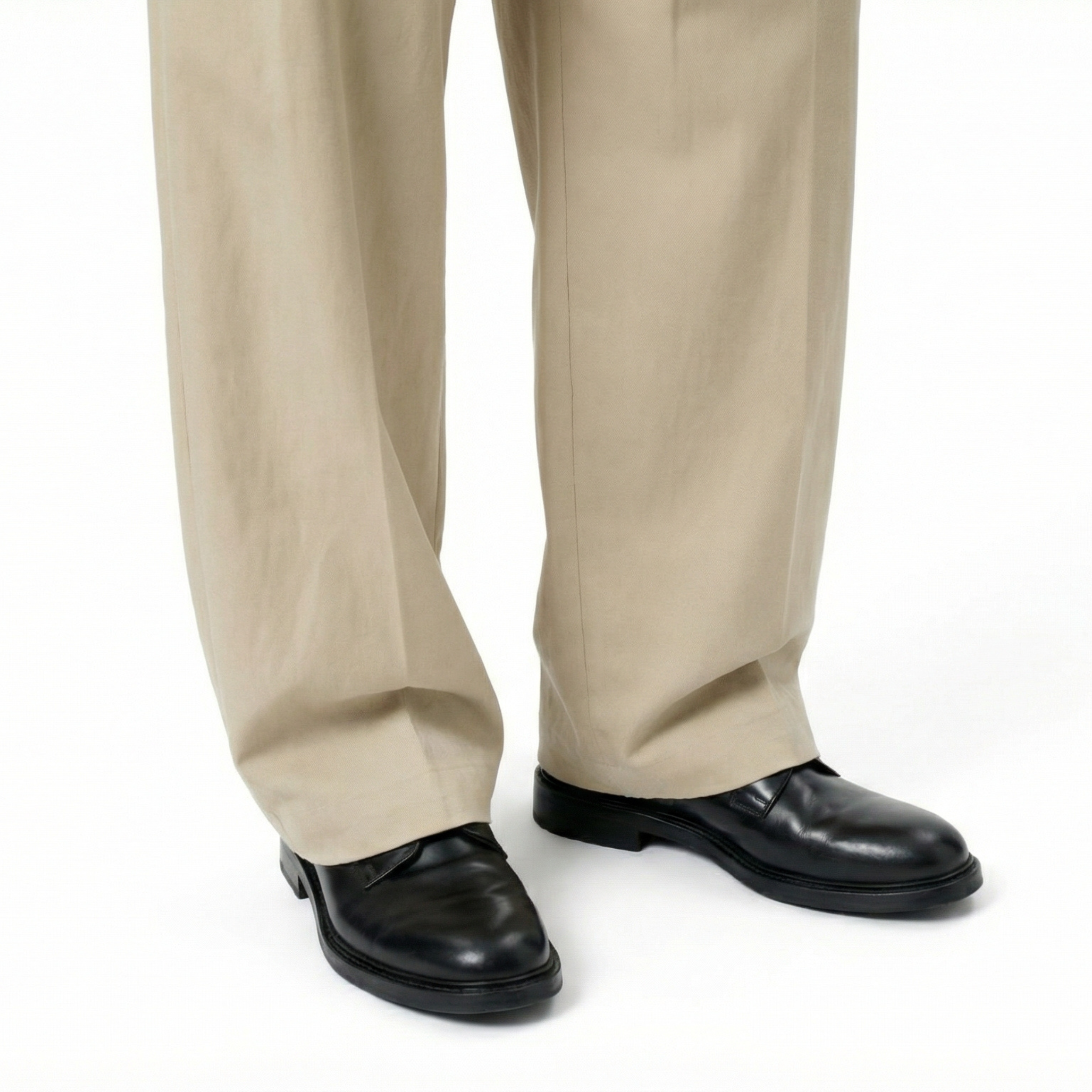 Double-Pleat Trousers (Beige)