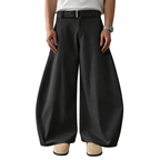 Wide Leg Belted Trousers (Black)