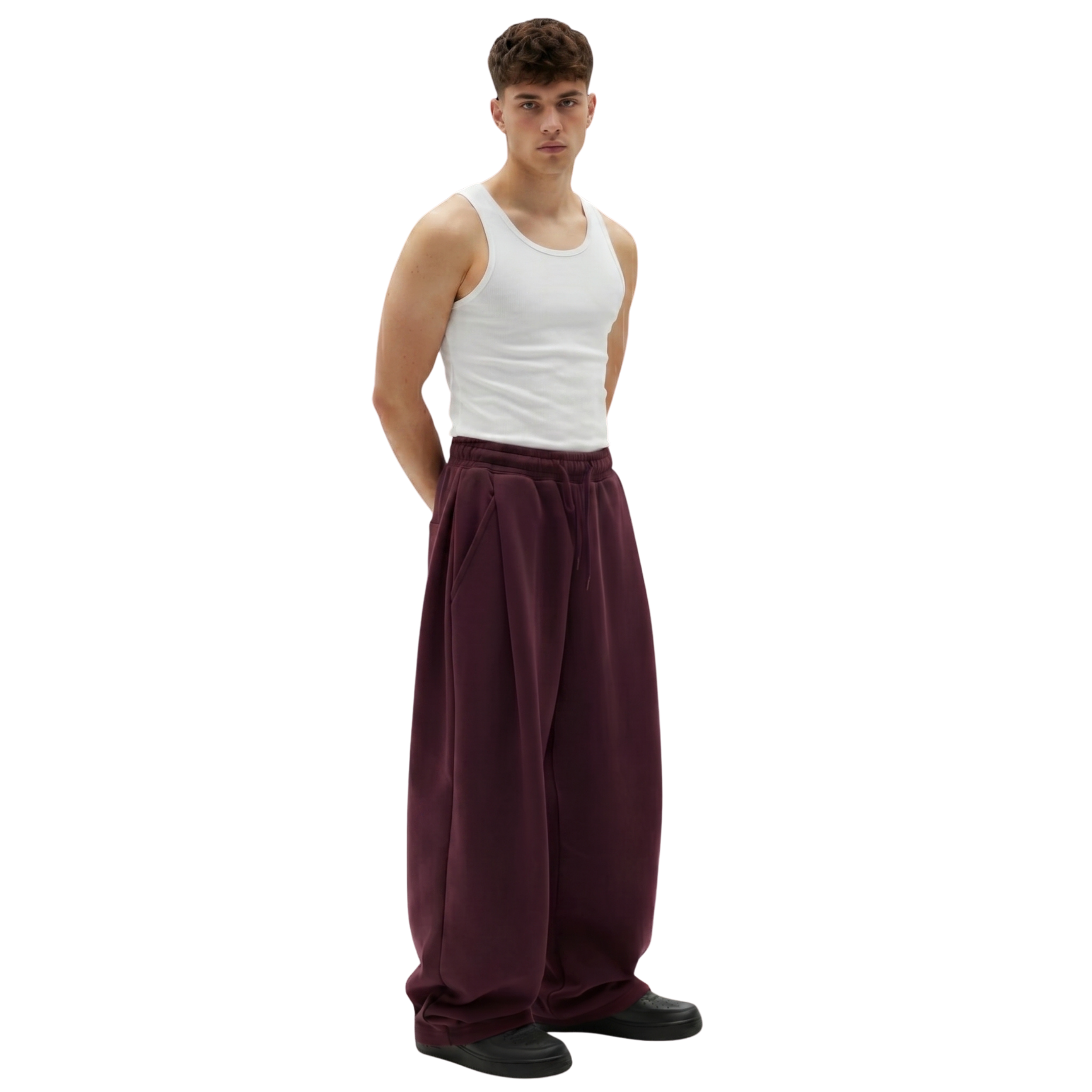 Two Tuck Pants (Burgundy)