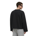 Boxy Cropped Long Sleeves T-shirt (Black)