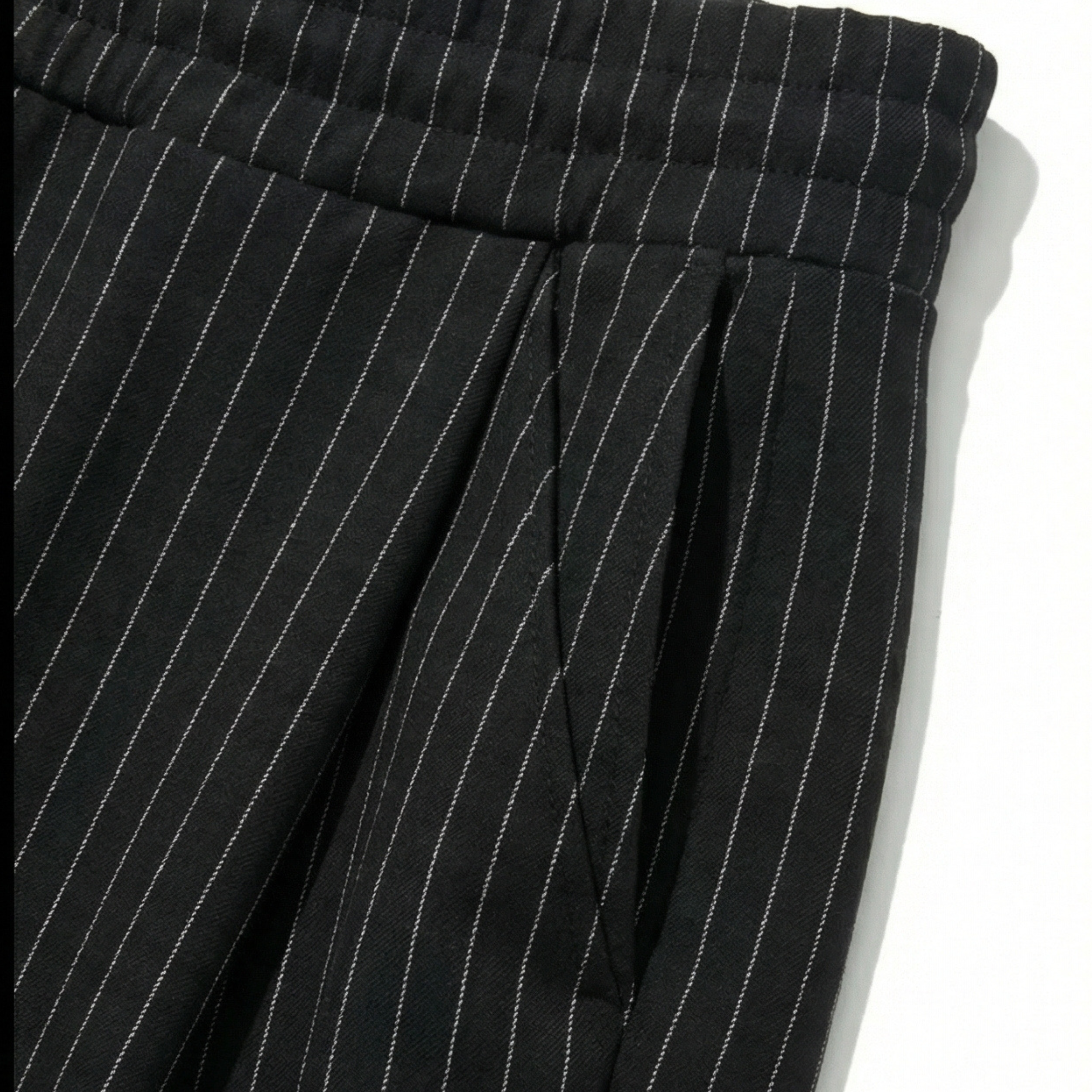 Pinstripe Two Tuck Pants (Black)