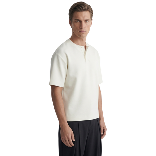 Cotton Henley T-shirt in White