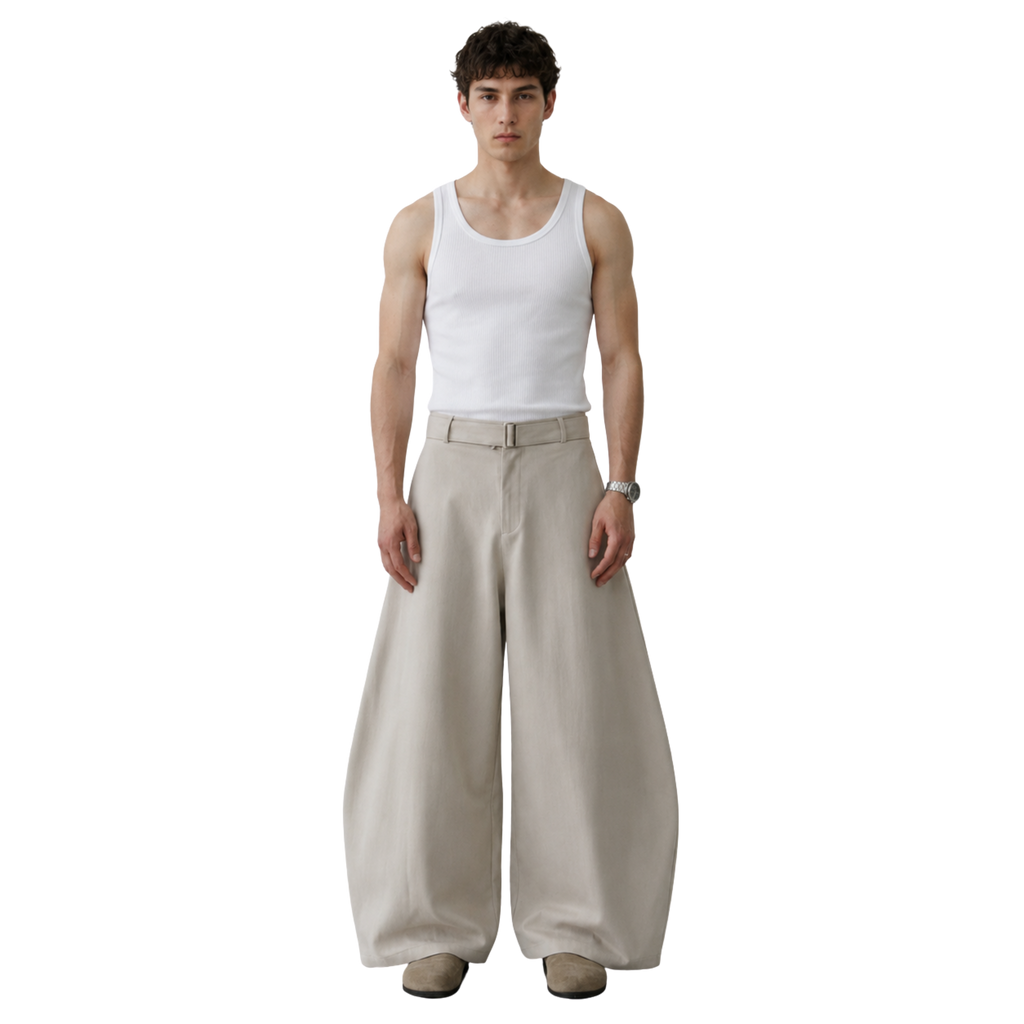 Wide Leg Belted Trousers