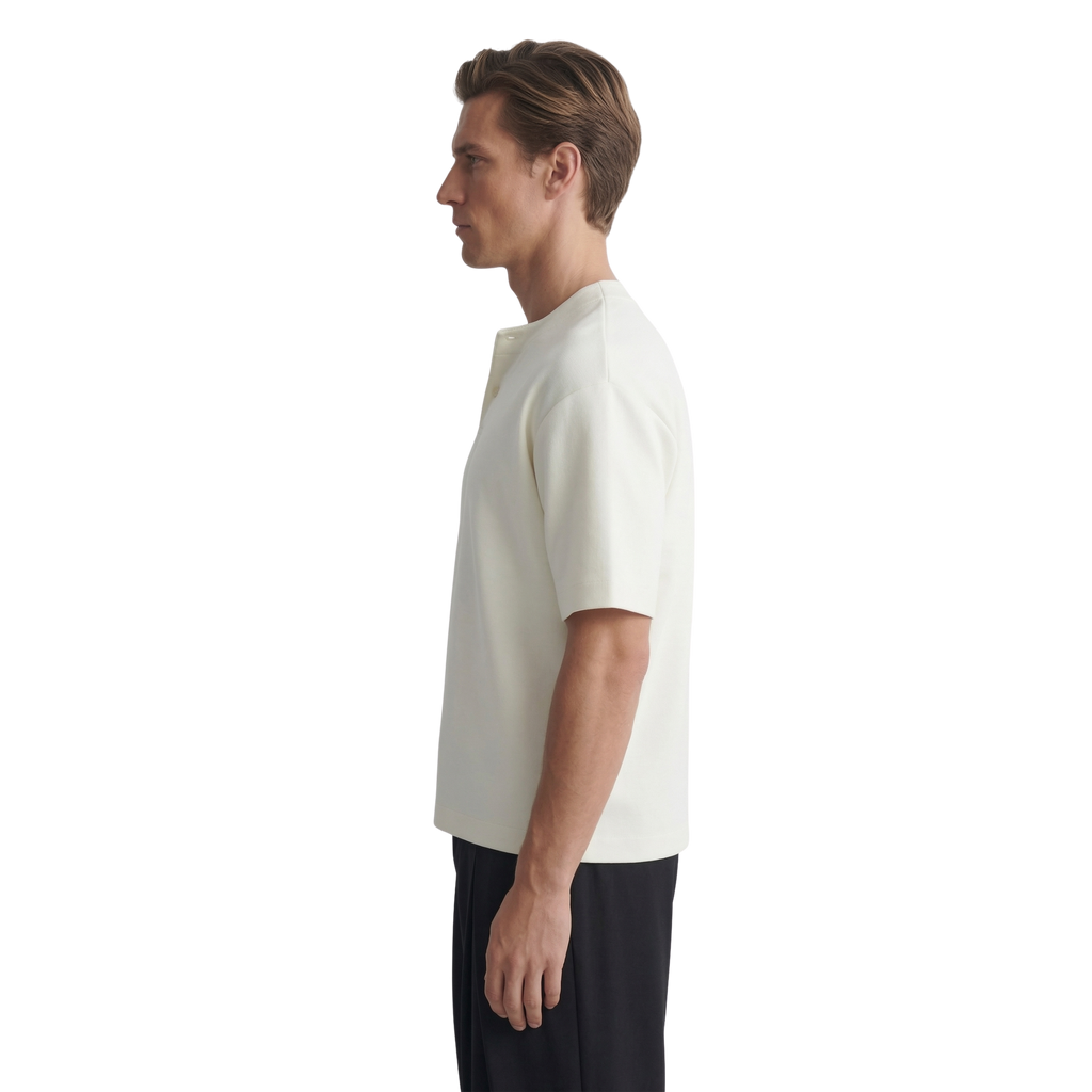 Cotton Henley T-shirt in White