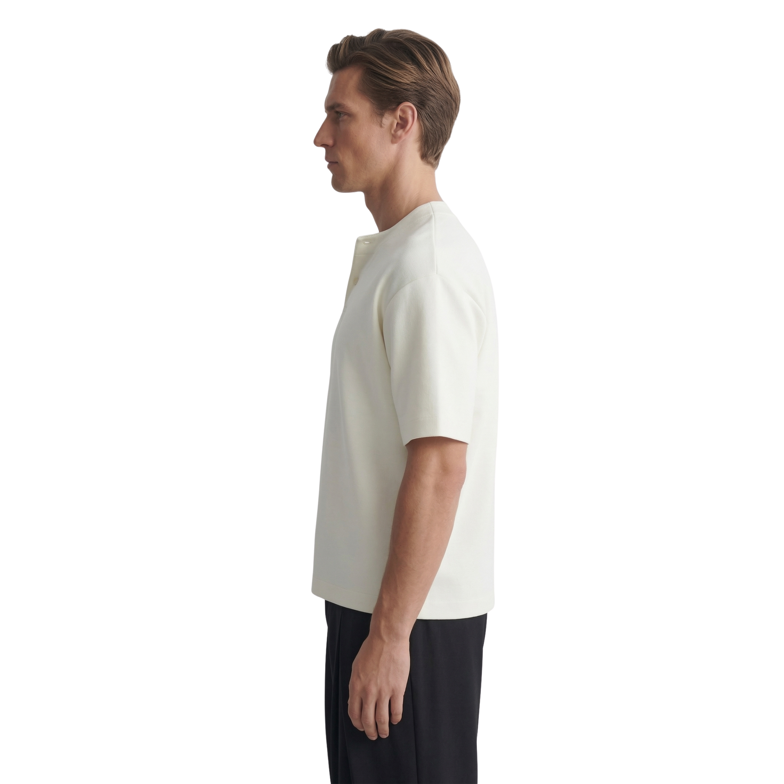 Cotton Henley T-shirt in White