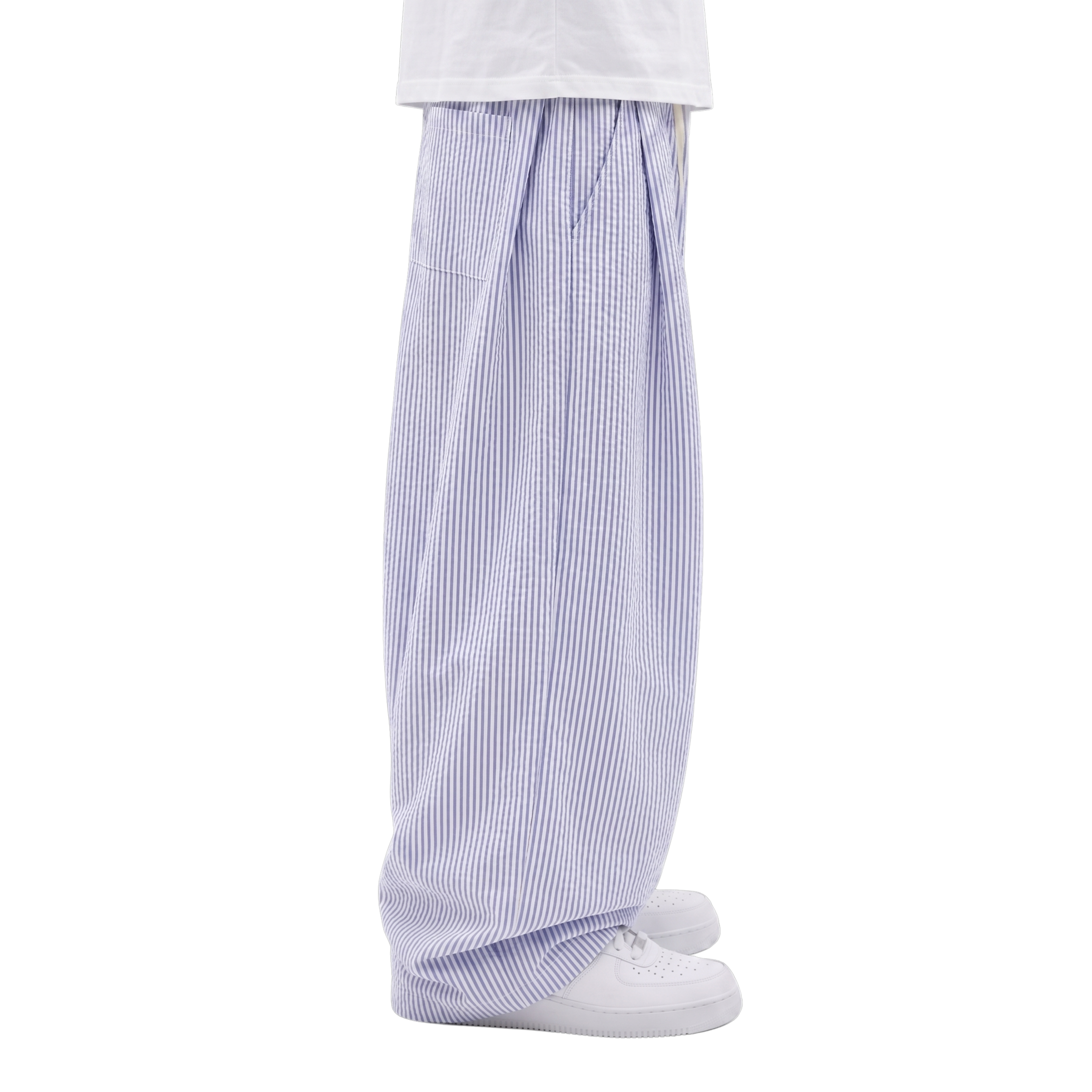 Two Tuck Striped Pants (White & Blue)